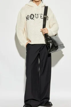 Alexander McQueen kremowy Sweter z logo