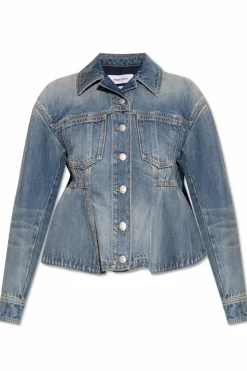 Alexander McQueen NIEBIESKI Jeansowa kurtka z baskinką