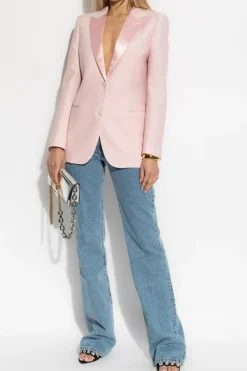 Alexander McQueen RÓŻOWY Marynarka z satynową wstawką