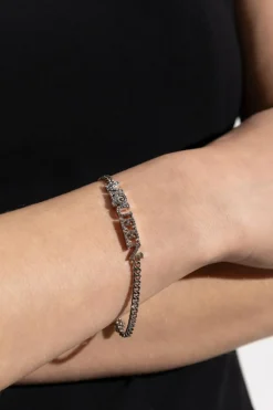 Alexander McQueen SREBRNY Bransoleta z połyskującymi kryształami