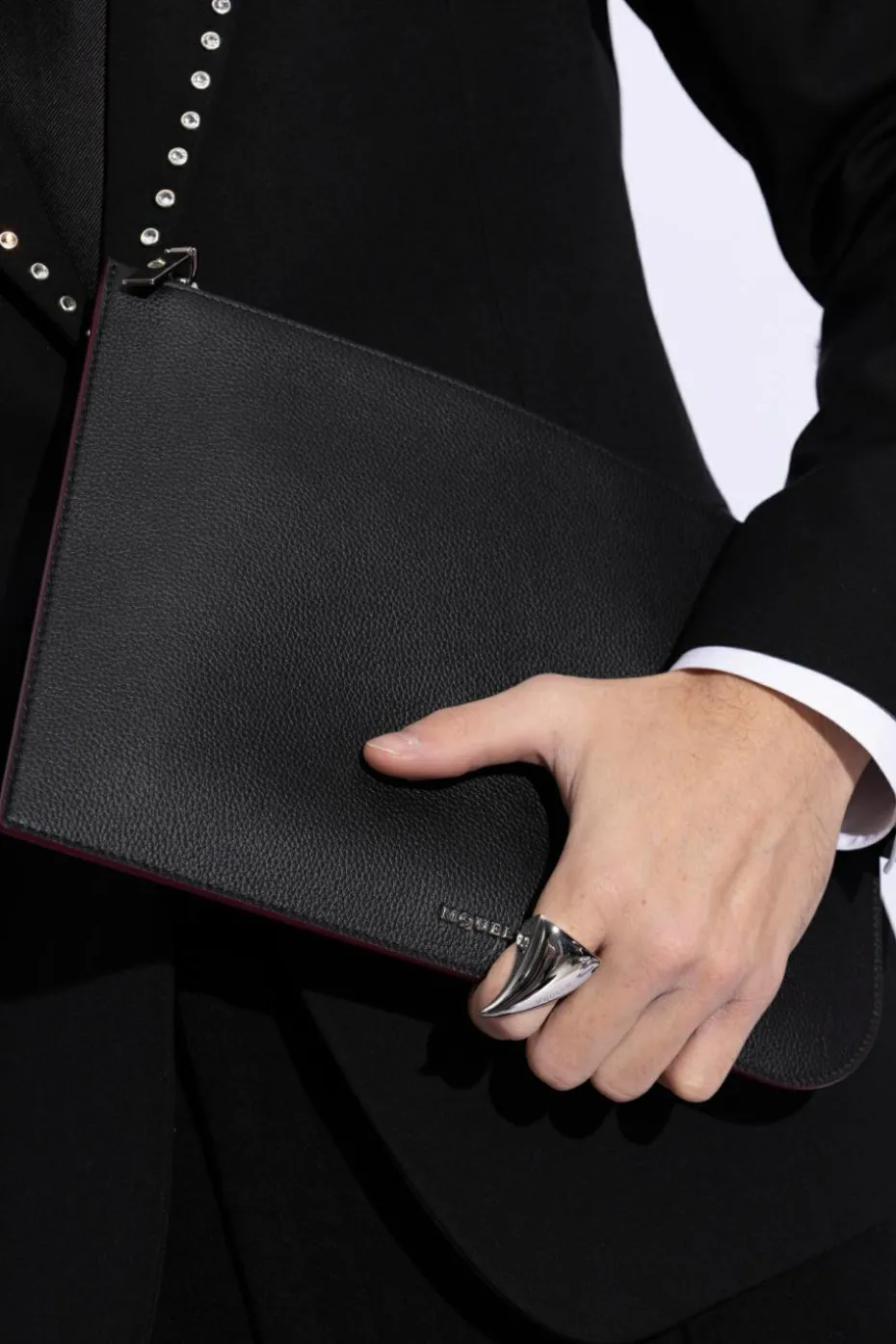 Alexander McQueen SREBRNY Mosiężny pierścień