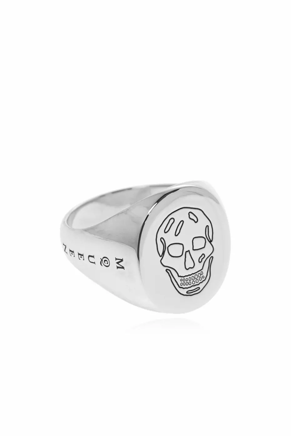 Alexander McQueen SREBRNY Sygnet z wygrawerowanym logo