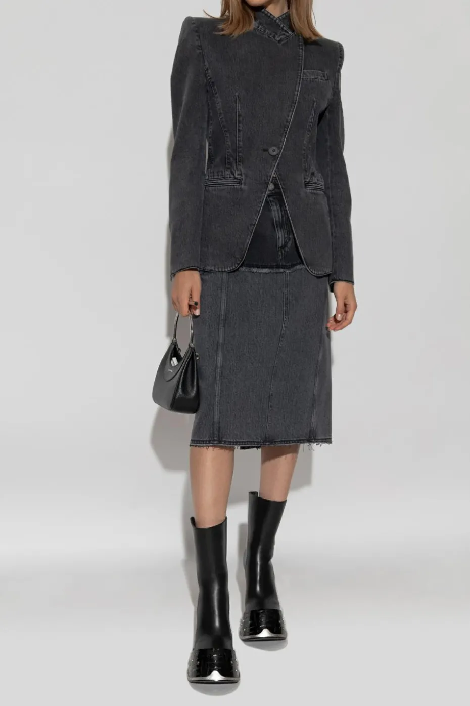 Alexander McQueen SZARY Jeansowa kurtka