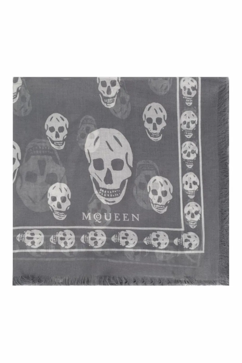 Alexander McQueen SZARY Szal z motywem czaszek
