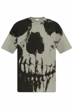 Alexander McQueen SZARY T-shirt z nadrukiem