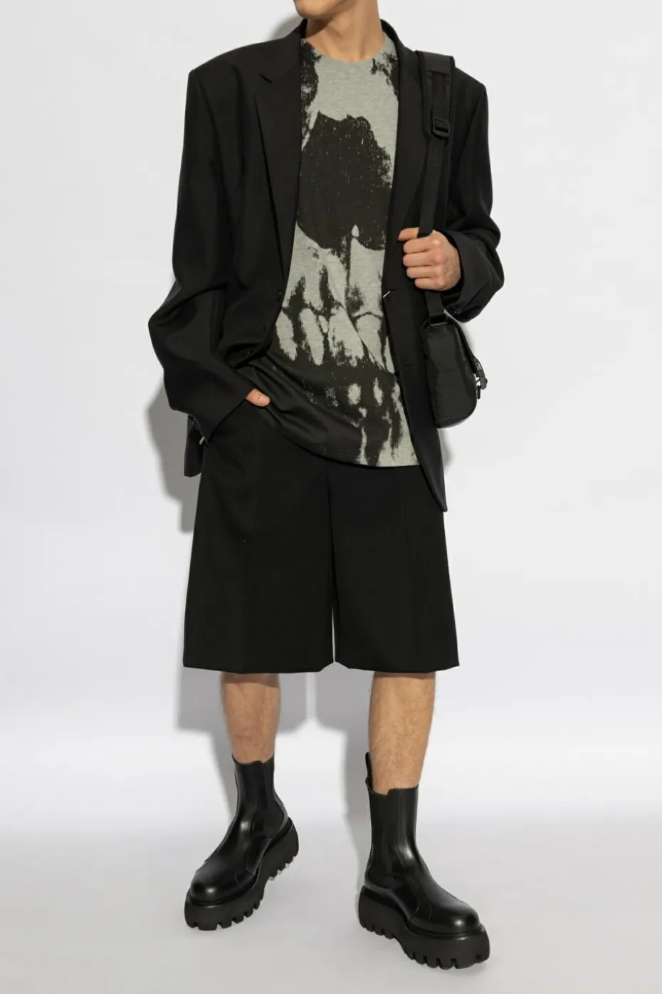Alexander McQueen SZARY T-shirt z nadrukiem