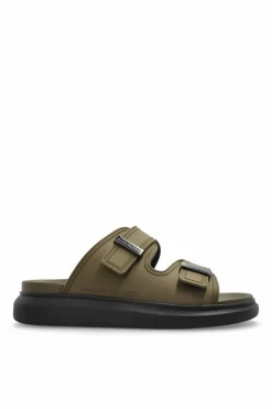 Alexander McQueen ZIELONY Klapki `Hybrid`
