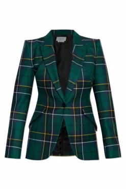 Alexander McQueen ZIELONY Marynarka w kratę