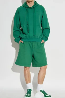 Alexander McQueen ZIELONY Szorty z wyszytym logo