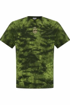 Alexander McQueen ZIELONY T-shirt z efektem `Tie dye`