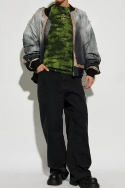 Alexander McQueen ZIELONY T-shirt z efektem `Tie dye`