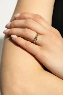 Alexander McQueen ZŁOTY Pierścień z logo