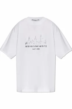 Alexander Wang BIAŁY T-shirt o luźnym kroju