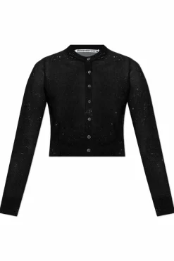 Alexander Wang CZARNY Połyskujący kardigan
