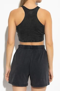 Alexander Wang CZARNY Prążkowany top z kolekcji `Bodywear`