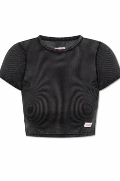 Alexander Wang CZARNY Prążkowany top z kolekcji `Bodywear`