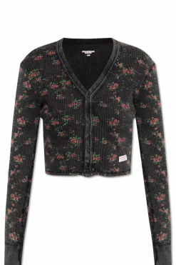 Alexander Wang CZARNY T-shirt bieliźniany z motywem kwiatowym