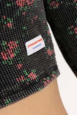 Alexander Wang CZARNY T-shirt bieliźniany z motywem kwiatowym