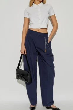 Alexander Wang GRANATOWY Spodnie z zaszewkami