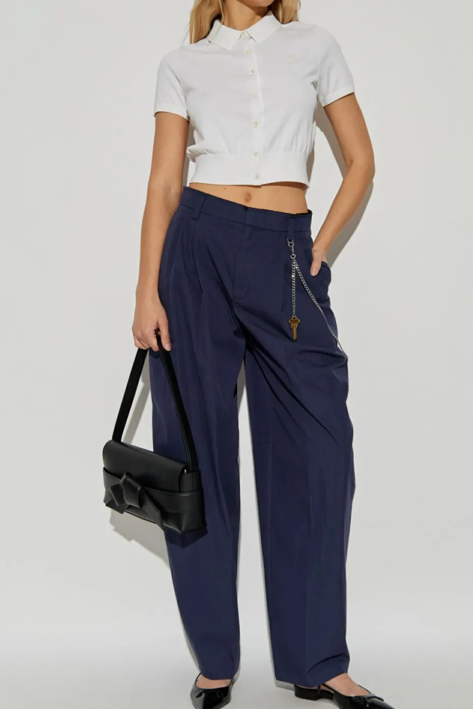 Alexander Wang GRANATOWY Spodnie z zaszewkami