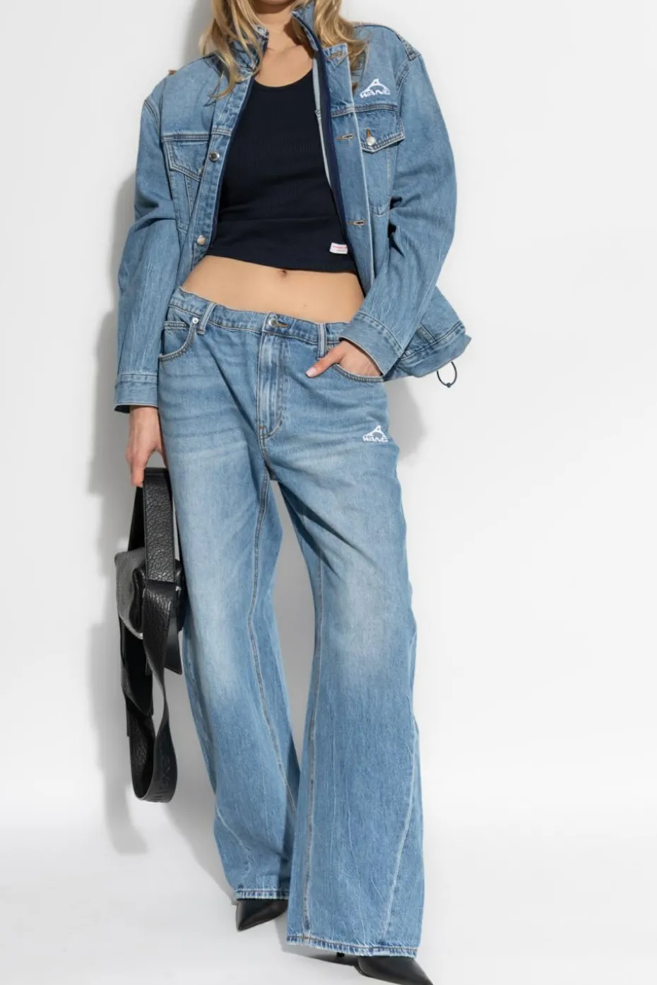Alexander Wang NIEBIESKI Jeansy z nogawkami o szerokim kroju