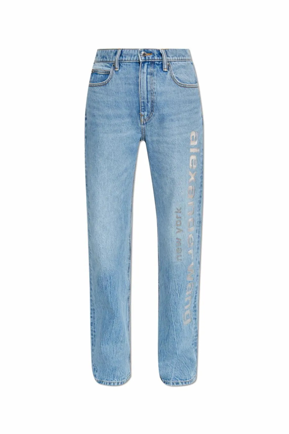 Alexander Wang NIEBIESKI Jeansy z efektem `vintage