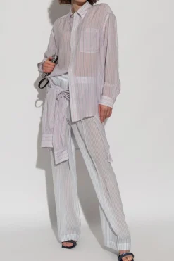 Alexander Wang RÓŻOWY Jedwabna koszula w paski