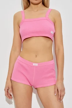 Alexander Wang RÓŻOWY Krótki top bieliźniany na ramiączkach