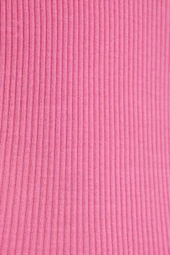 Alexander Wang RÓŻOWY Prążkowana sukienka bieliźniana z długimi rękawami
