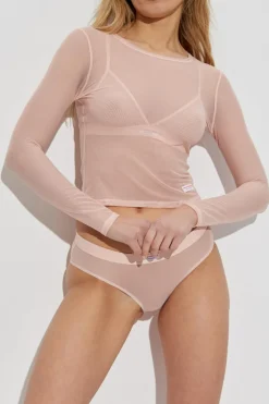 Alexander Wang RÓŻOWY Top bieliźniany z długimi rękawami