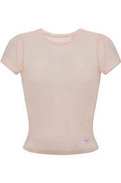 Alexander Wang RÓŻOWY Transparentny t-shirt bieliźniany