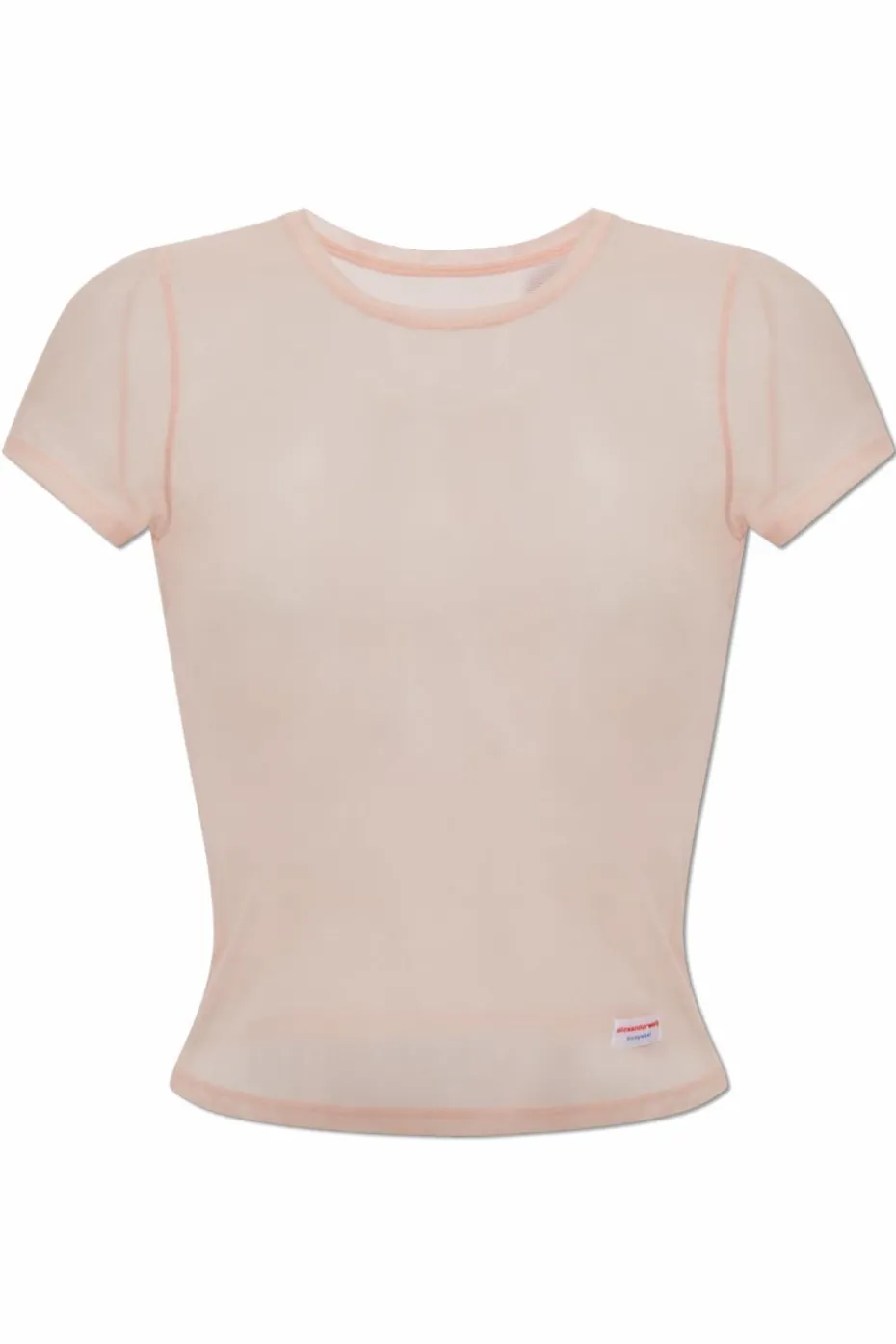 Alexander Wang RÓŻOWY Transparentny t-shirt bieliźniany