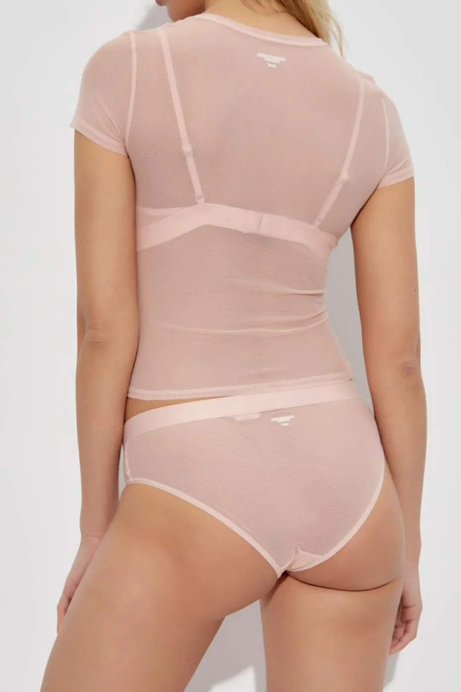Alexander Wang RÓŻOWY Transparentny t-shirt bieliźniany