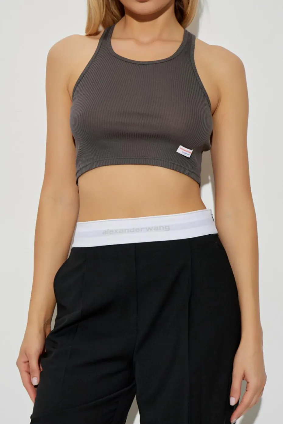 Alexander Wang SZARY Krótki top bieliźniany bez rękawów