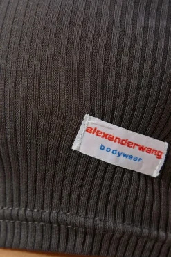 Alexander Wang SZARY Top bieliźniany z krótkimi rękawami