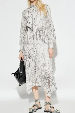 AllSaints BIAŁY Lniana sukienka `Skylar`