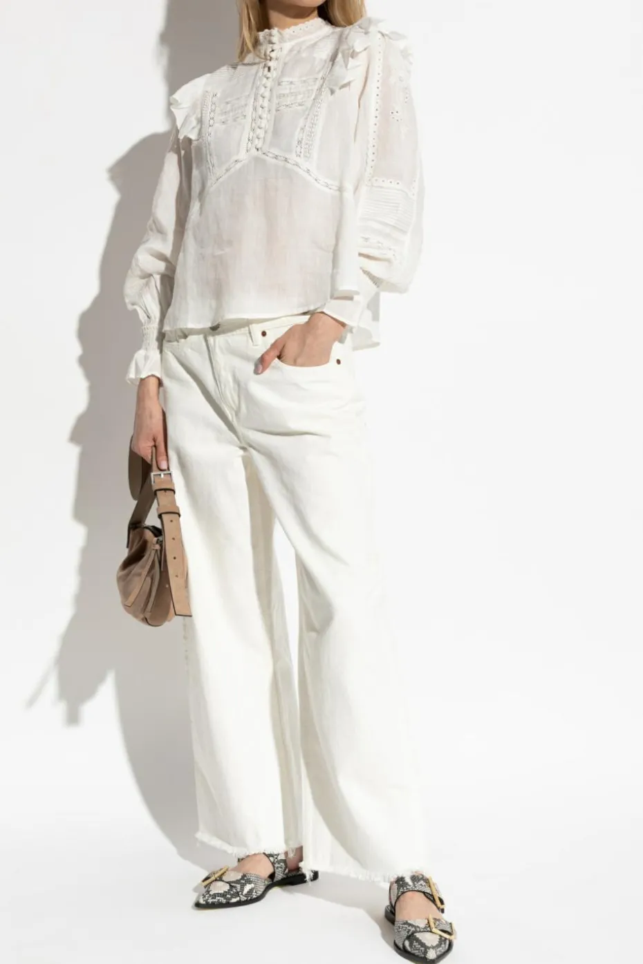 AllSaints BIAŁY Top `Heather`