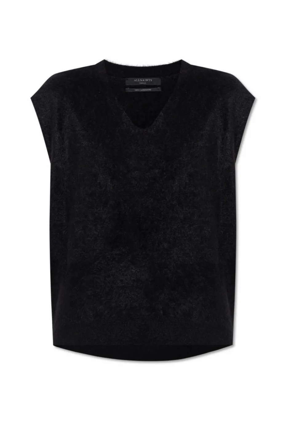 AllSaints CZARNY Kaszmirowa kamizelka `Rebel`