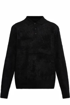 AllSaints CZARNY Kaszmirowe polo `Abel`