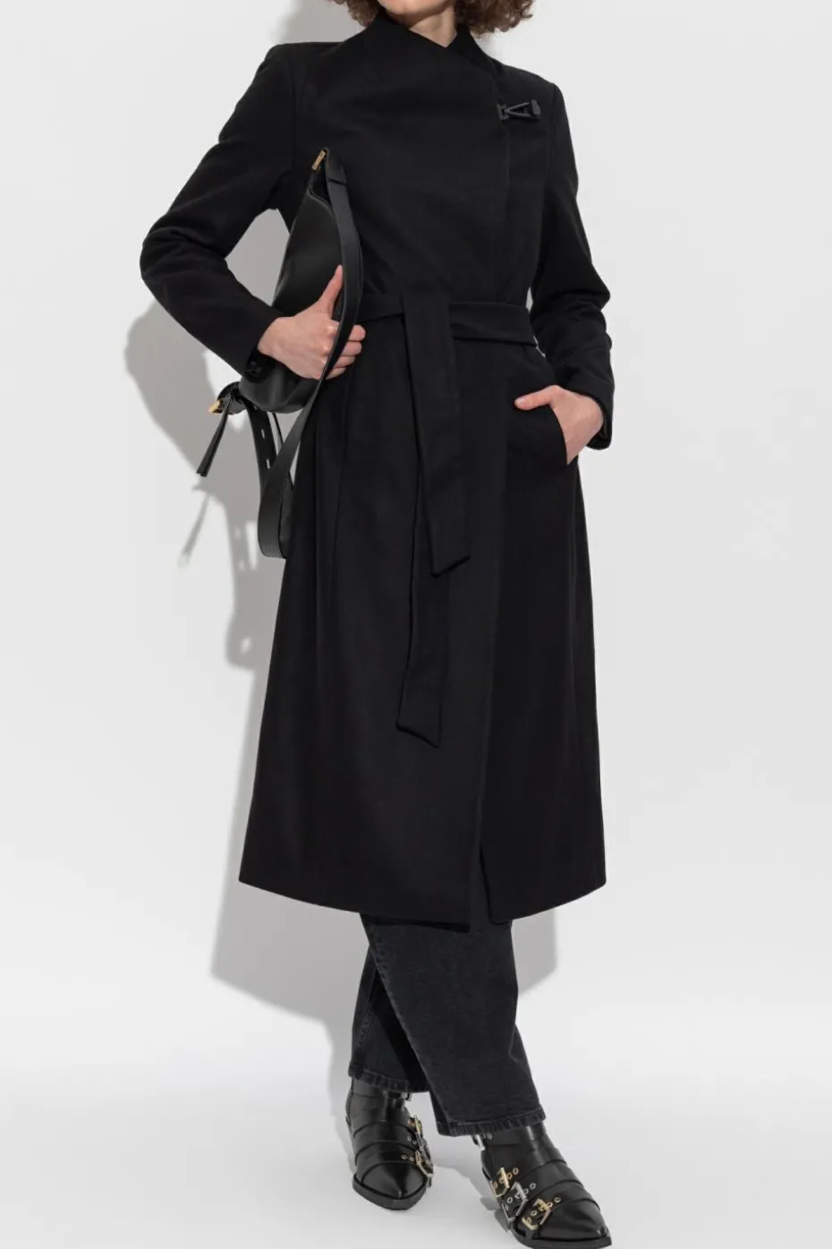 AllSaints CZARNY Płaszcz `Riley`