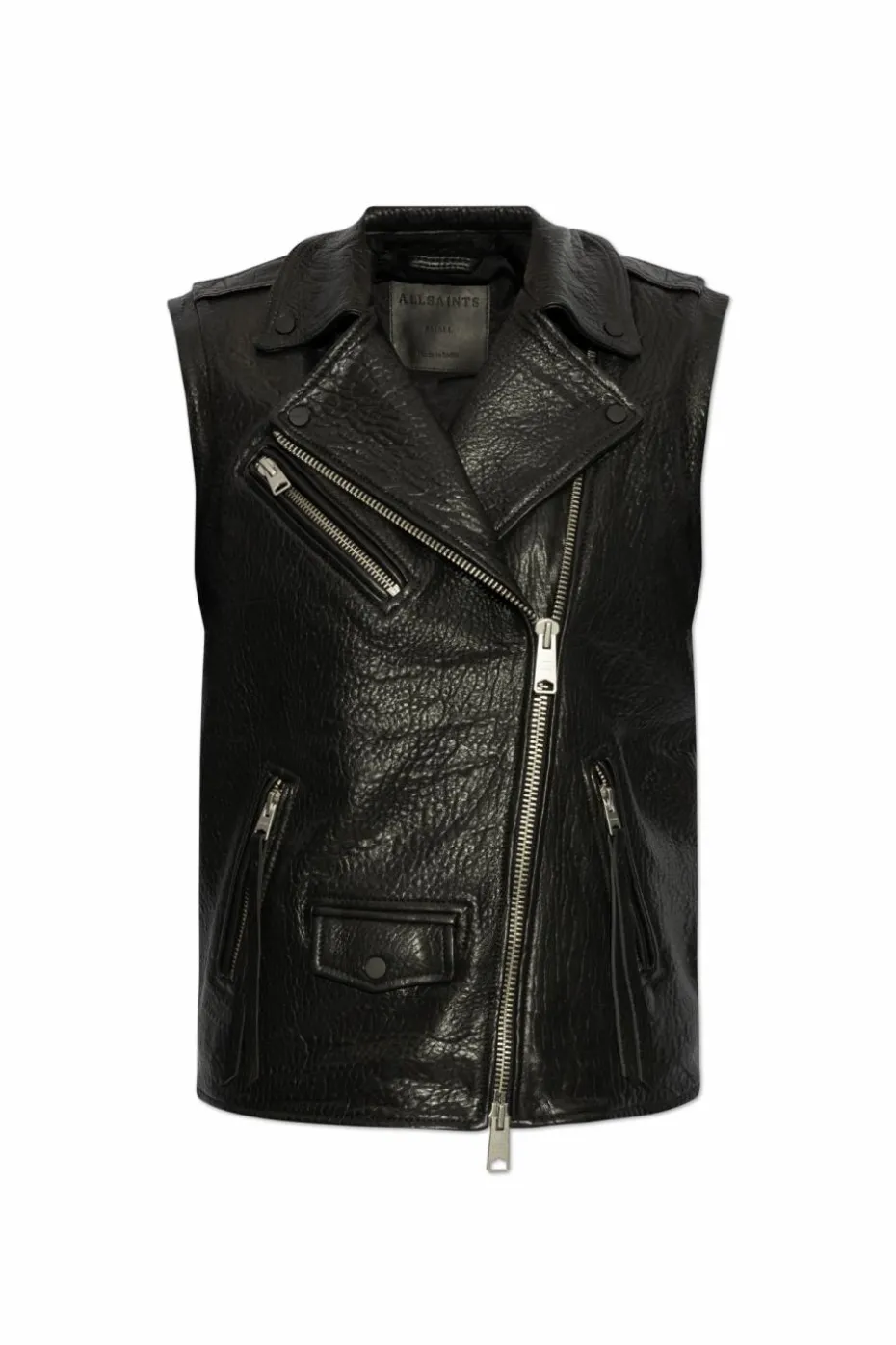 AllSaints CZARNY Skórzana kamizelka `Billie`