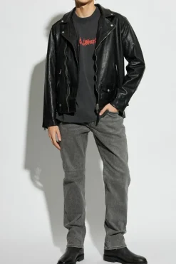 AllSaints CZARNY Skórzana kurtka `Milo`