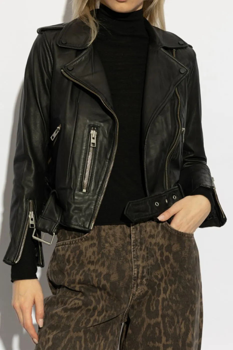 AllSaints CZARNY Skórzana kurtka `Balfern`