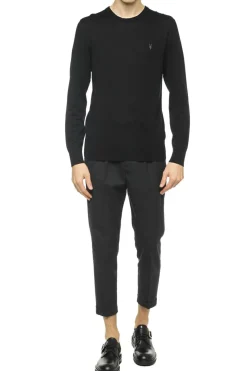 AllSaints CZARNY Sweter z wyszytym logo 'Mode'