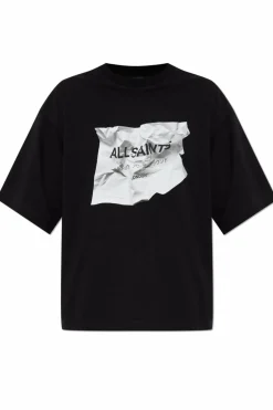 AllSaints CZARNY T-shirt `Scrunch`
