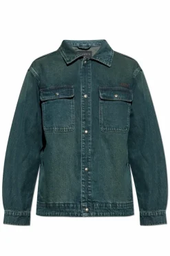 AllSaints GRANATOWY Jeansowa kurtka `Castleford`