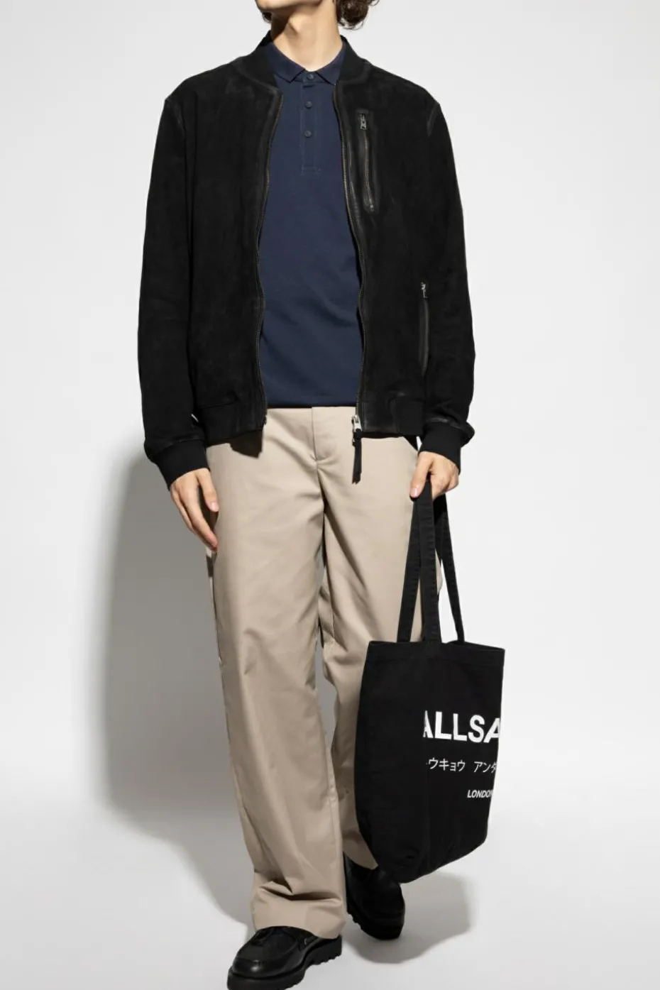 AllSaints GRANATOWY Polo `Reform`
