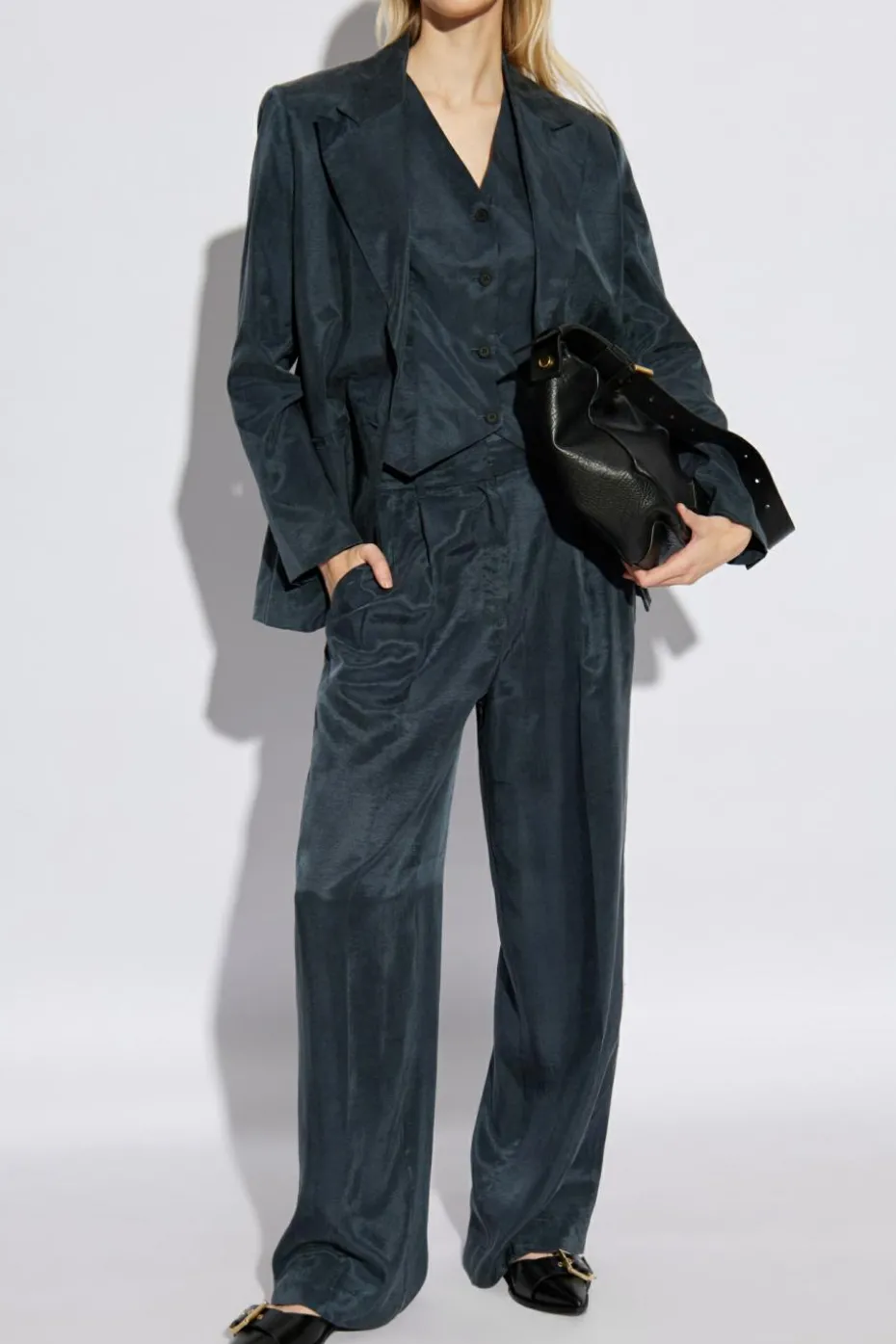 AllSaints GRANATOWY Spodnie `Averie`