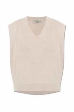 AllSaints kremowy Kaszmirowa kamizelka `Rebel`