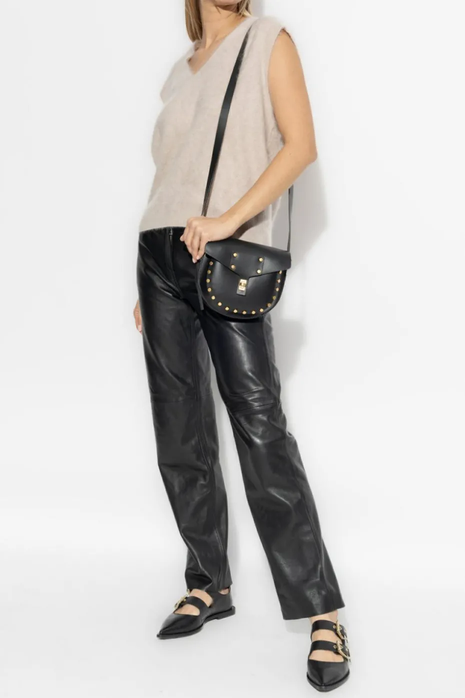 AllSaints kremowy Kaszmirowa kamizelka `Rebel`